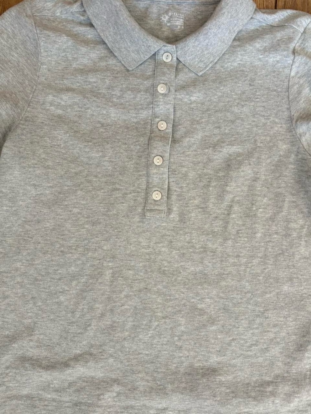 Offline Aeries Grey Polo Shirt for  women Classic Button Placket